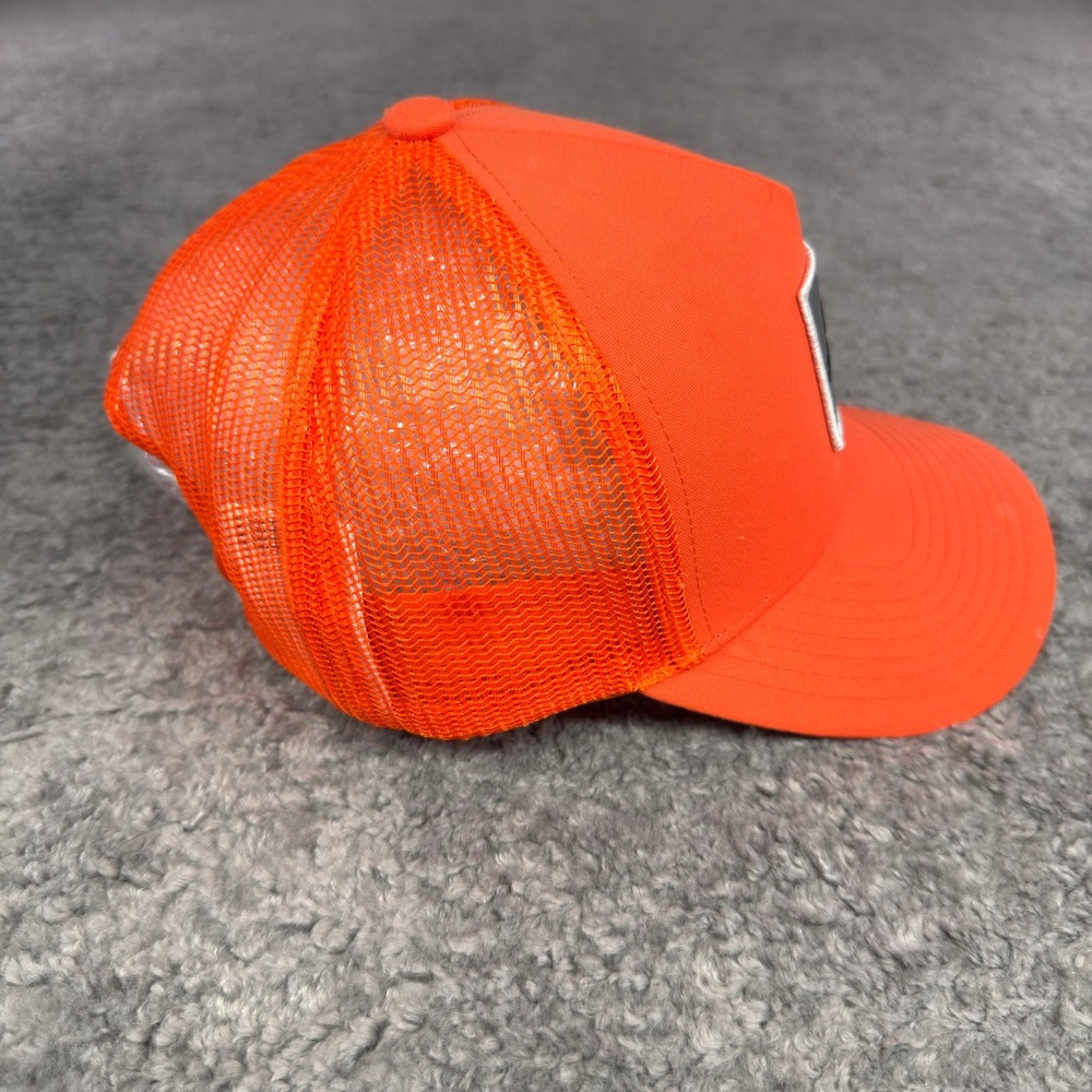 Brixton Mens Blaze Orange Trucker Hat Snapback Mesh Logo Patch Cap - Picture 4 of 8